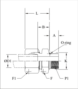Picture of MALE CONNECTOR (UNF - Metric Parallel) with O-ring